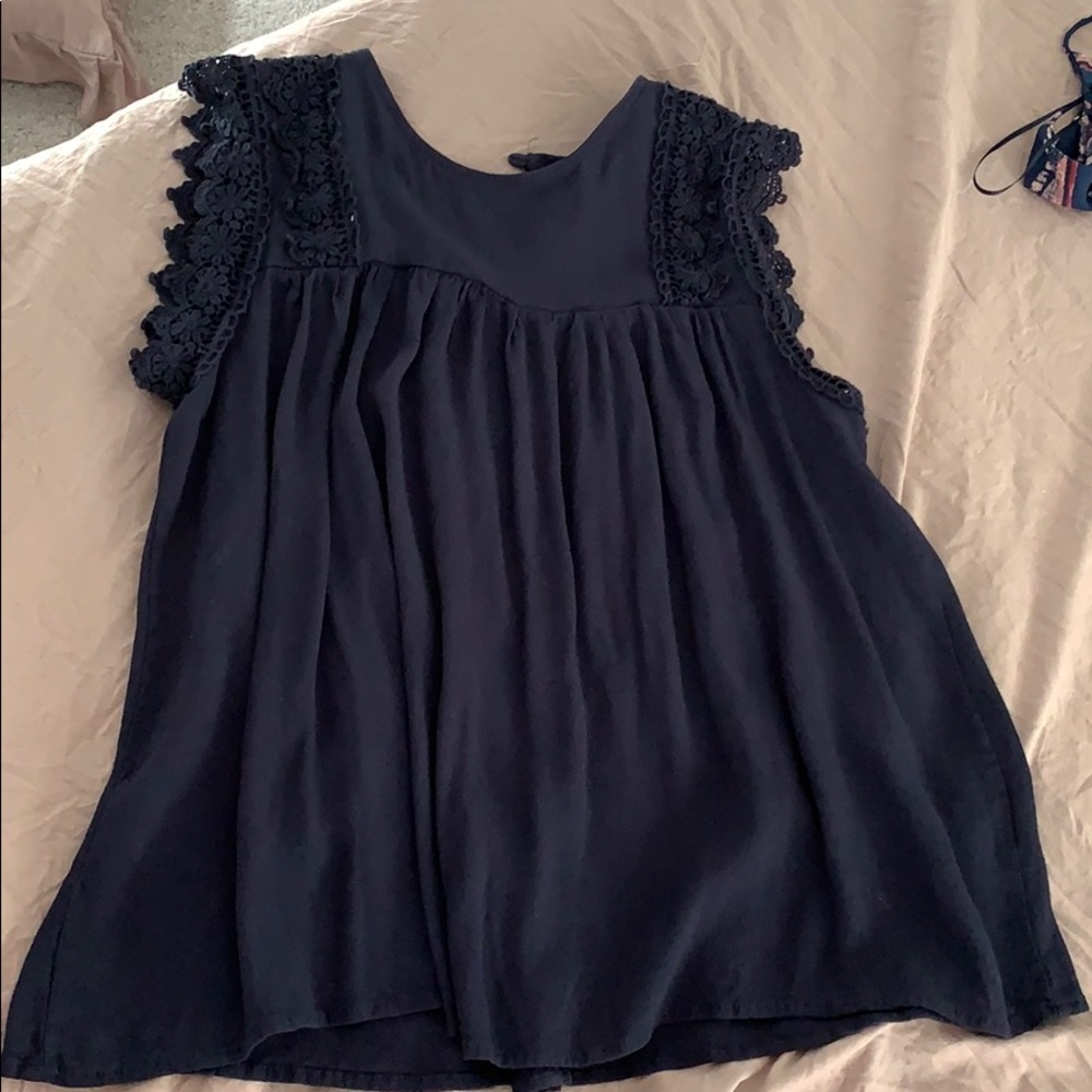 Blue flowy tank top